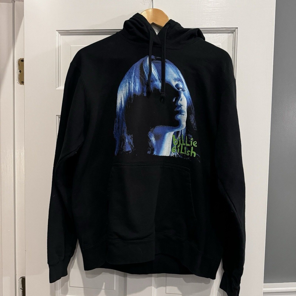 Billie Eilish Unisex Pullover Hoodie: Neon Shadow Blue‎ Large